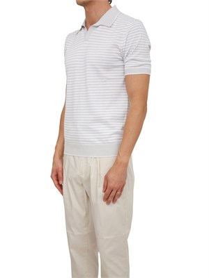 Polo Aiace Galassi in maglia di cotone a righe bianco grigia in UOMO