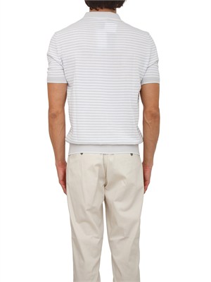 Polo Aiace Galassi in maglia di cotone a righe bianco grigia in UOMO