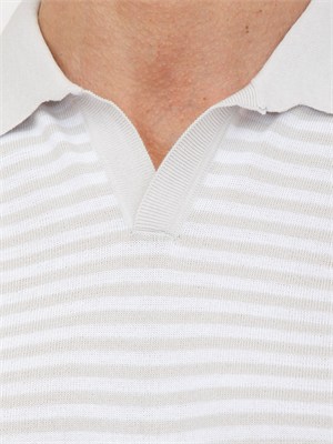 Polo Aiace Galassi in maglia di cotone a righe bianco grigia in UOMO