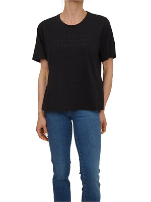 T-shirt Liu Jo donna in cotone nero con scritte in DONNA