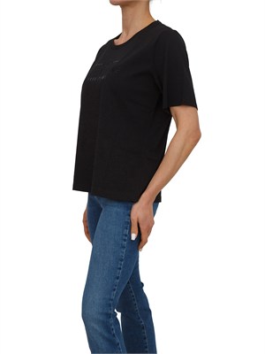 T-shirt Liu Jo donna in cotone nero con scritte in DONNA
