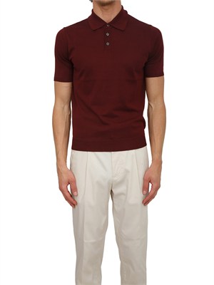 Polo Aiace Galassi in maglia di seta e cotone bordeaux in UOMO
