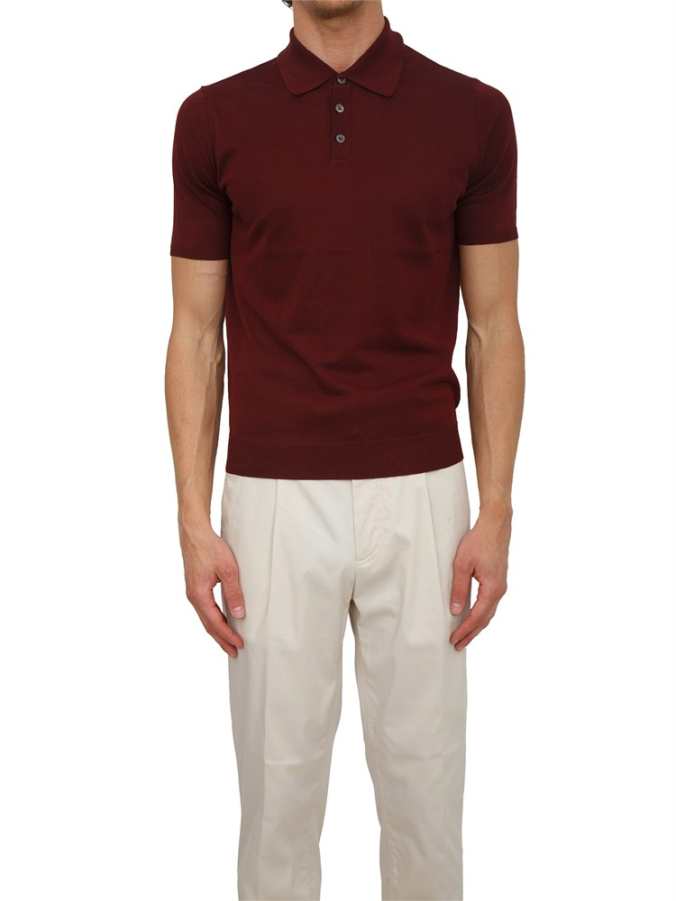 Polo Aiace Galassi in maglia di seta e cotone bordeaux