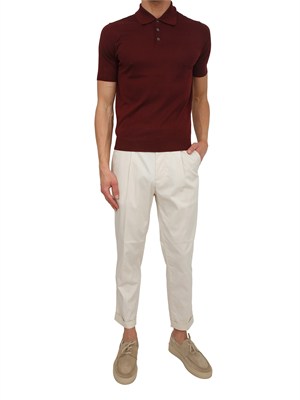 Polo Aiace Galassi in maglia di seta e cotone bordeaux in UOMO