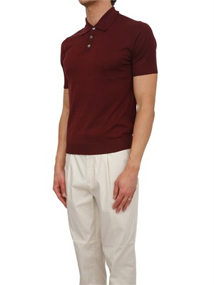Polo Aiace Galassi in maglia di seta e cotone bordeaux in UOMO