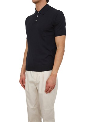 Polo nera Aiace Galassi in maglia di seta e cotone in UOMO