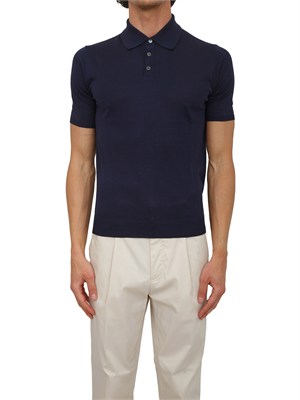 Polo blu Aiace Galassi in maglia di seta e cotone in UOMO