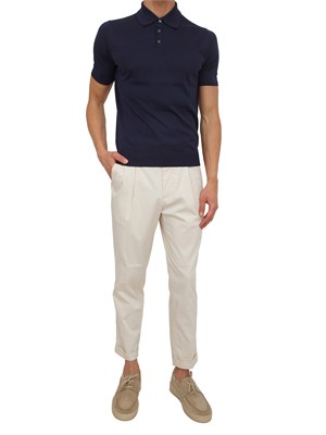 Polo blu Aiace Galassi in maglia di seta e cotone in UOMO