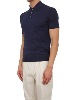 Polo blu Aiace Galassi in maglia di seta e cotone in UOMO
