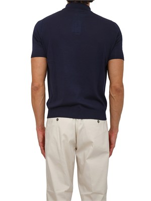 Polo blu Aiace Galassi in maglia di seta e cotone in UOMO