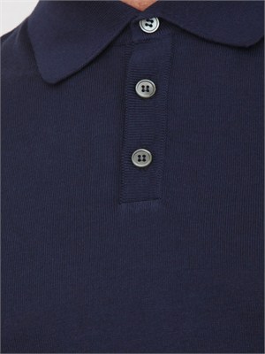 Polo blu Aiace Galassi in maglia di seta e cotone in UOMO