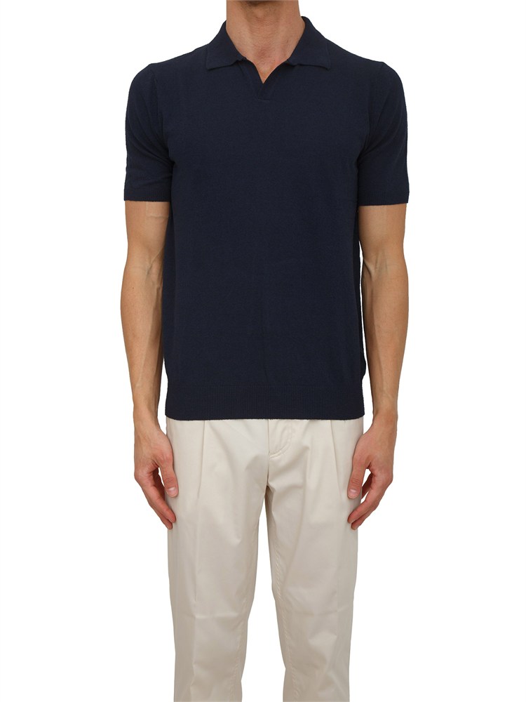 Polo Aiace Galassi in maglia blu effetto spugna