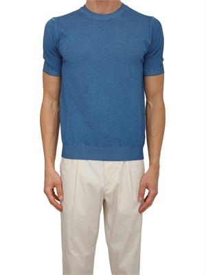 T-shirt Aiace Galassi in maglia di puro cotone azzurro in UOMO