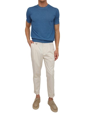 T-shirt Aiace Galassi in maglia di puro cotone azzurro in UOMO