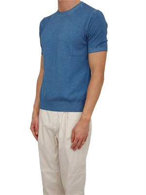 T-shirt Aiace Galassi in maglia di puro cotone azzurro in UOMO