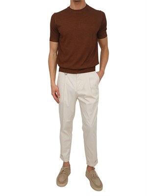 T-shirt Aiace Galassi in maglia di puro cotone marrone in UOMO