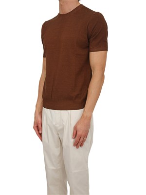 T-shirt Aiace Galassi in maglia di puro cotone marrone in UOMO