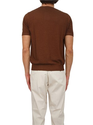 T-shirt Aiace Galassi in maglia di puro cotone marrone in UOMO