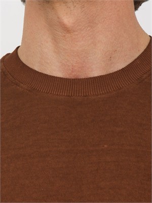 T-shirt Aiace Galassi in maglia di puro cotone marrone in UOMO