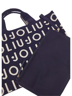 Borsa Liu Jo donna in maglia blu logo jacquard in DONNA