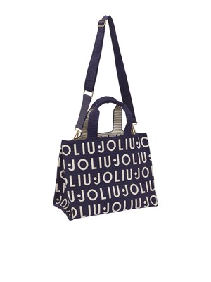 Borsa Liu Jo donna in maglia blu logo jacquard in DONNA