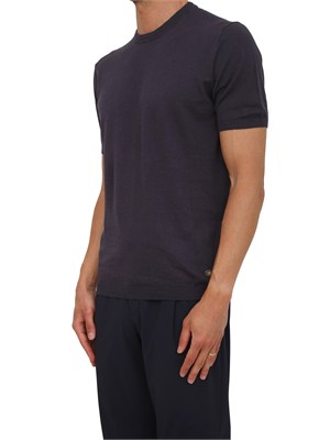 T-shirt Liu Jo uomo in maglia di lino e cotone blu in UOMO