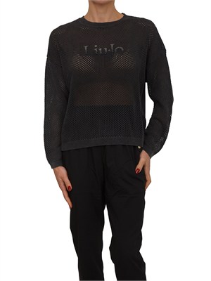 Maglia Liu Jo donna in tessuto traforato nero in DONNA