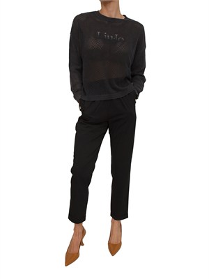 Maglia Liu Jo donna in tessuto traforato nero in DONNA