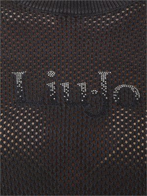 Maglia Liu Jo donna in tessuto traforato nero in DONNA