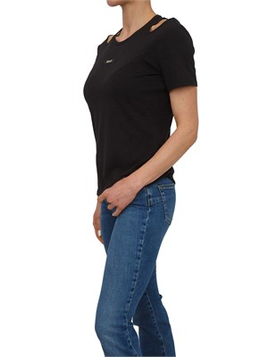 T-shirt nera cut-out Liu Jo donna in bamboo e cotone in DONNA