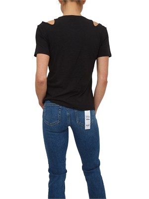 T-shirt nera cut-out Liu Jo donna in bamboo e cotone in DONNA