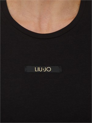 T-shirt nera cut-out Liu Jo donna in bamboo e cotone in DONNA