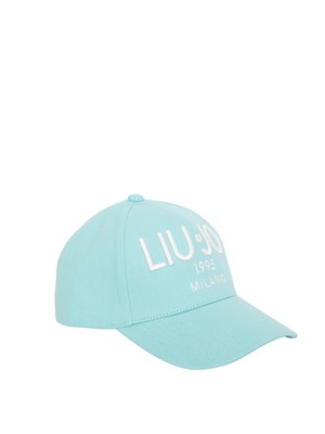Cappello Liu Jo donna in canvas celeste con logo in DONNA