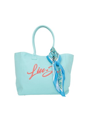 Borsa Liu Jo donna in cotone verde acqua con foulard in DONNA