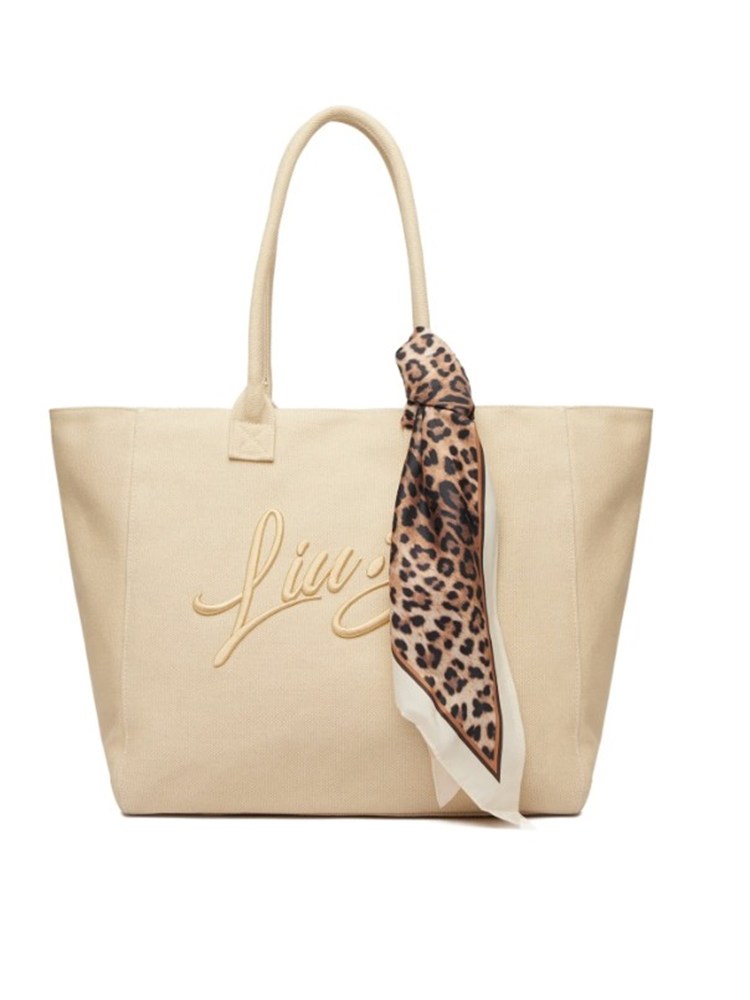 Borsa Liu Jo donna in cotone beige con foulard