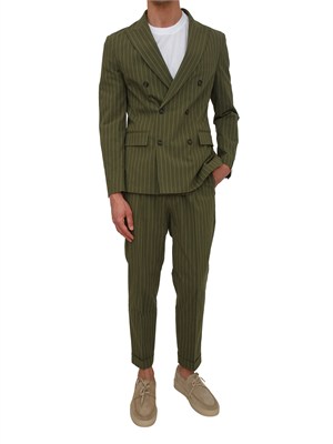 Pantaloni Paolo Pecora in cotone verde gessato in UOMO