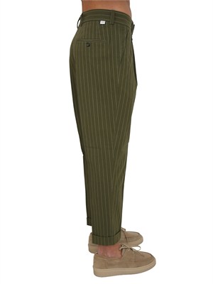 Pantaloni Paolo Pecora in cotone verde gessato in UOMO
