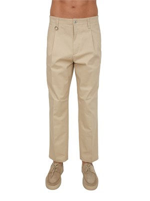 Pantalone Utility Paolo Pecora in cotone beige in UOMO