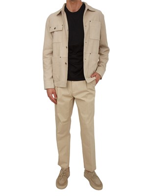 Pantalone Utility Paolo Pecora in cotone beige in UOMO
