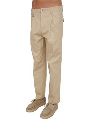 Pantalone Utility Paolo Pecora in cotone beige in UOMO