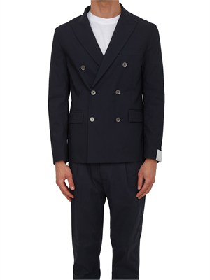 Giacca doppiopetto Paolo Pecora in misto cotone blu in UOMO