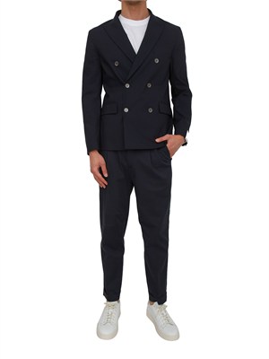 Giacca doppiopetto Paolo Pecora in misto cotone blu in UOMO
