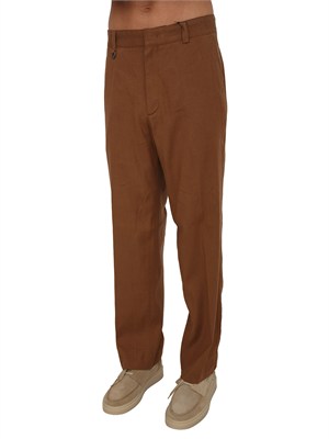 Pantaloni Paolo Pecora in lino e viscosa marroni in UOMO