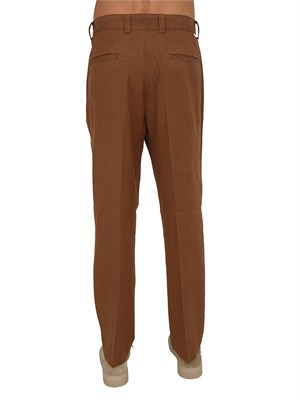 Pantaloni Paolo Pecora in lino e viscosa marroni in UOMO