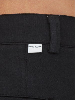Pantaloni Paolo Pecora in lino e viscosa neri in UOMO