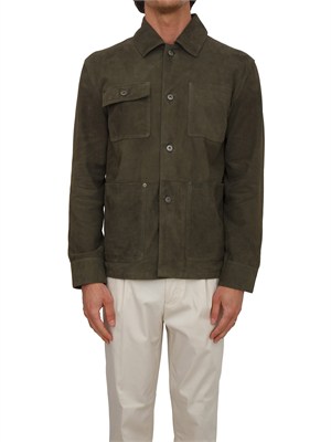 Giubbotto Paolo Pecora in pelle scamosciata verde in UOMO