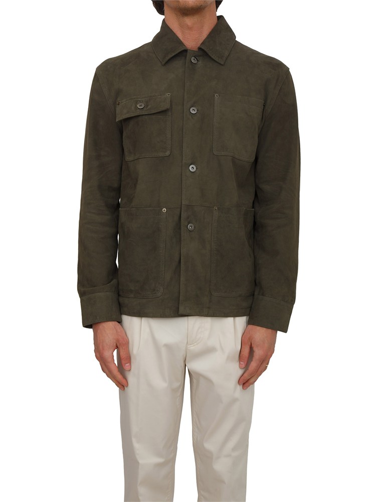 Giubbotto Paolo Pecora in pelle scamosciata verde