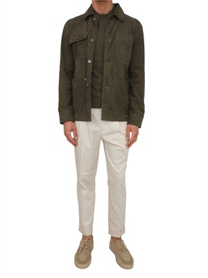 Giubbotto Paolo Pecora in pelle scamosciata verde in UOMO