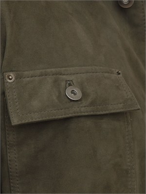 Giubbotto Paolo Pecora in pelle scamosciata verde in UOMO