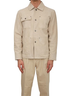 Giubbotto Paolo Pecora in pelle scamosciata avorio in UOMO